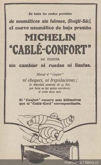 Aviso publicitario sobre neumáticos, 1925