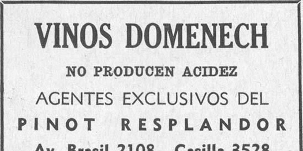 Aviso publicitario sobre vinos, 1939