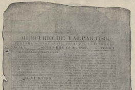 La primera página del primer número de El Mercurio aparecido el 12 septiembre de 1827
