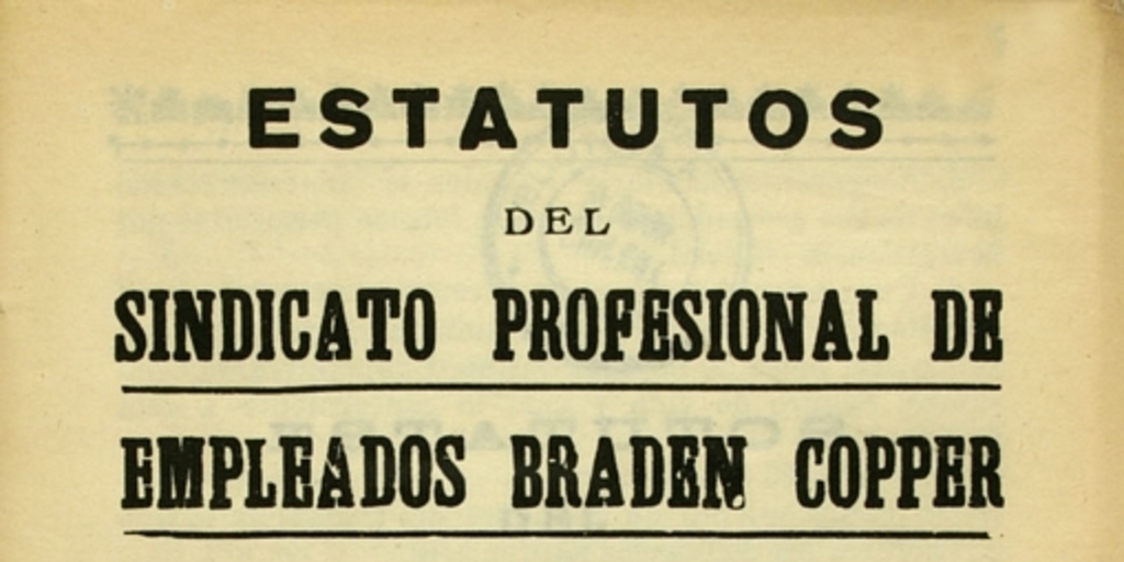 Estatutos del Sindicato Profesional de Empleados Braden Copper Company