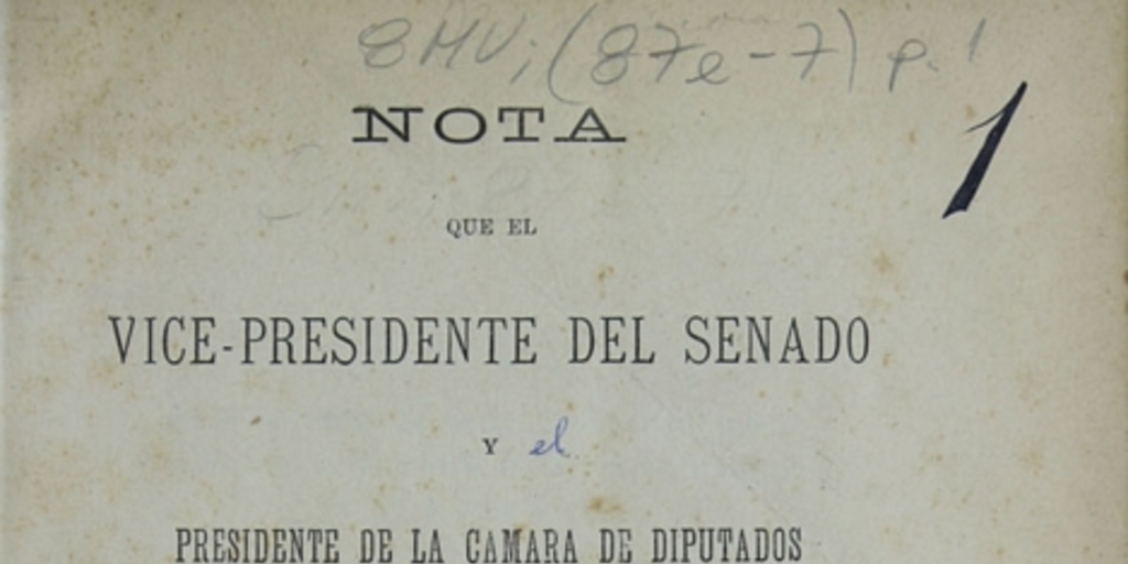 Nota que el vice presidente del Senado y el presidente de la Cámara de Diputados dirijen a los miembros del Congreso que firmaron el acta de 1o. de Enero de 1891