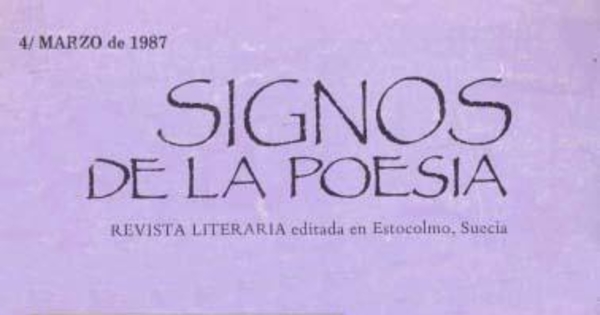 Signos de la poesía : n° 4, marzo 1987