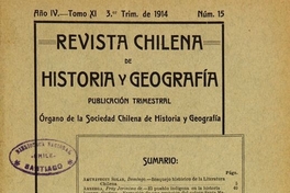 Revista chilena de historia y geografía: año IV, tomo XI, n° 15, 1914