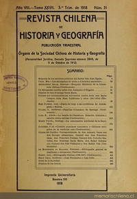 Revista chilena de historia y geografía: año VIII, tomo XXVII, n° 31, 1918