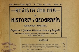 Revista chilena de historia y geografía: año VIII, tomo XXVII, n° 31, 1918