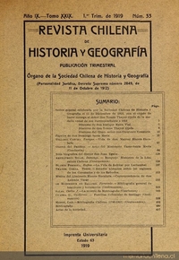 Revista chilena de historia y geografía: año IX, tomo XXIX, n° 33, 1919