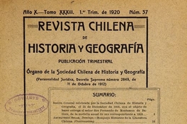 Revista chilena de historia y geografía: año X, tomo XXXIII, n° 37, 1920