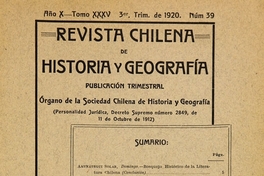 Revista chilena de historia y geografía: año X, tomo XXXV, n° 39, 1920