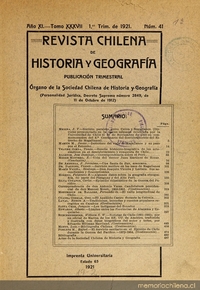 Revista chilena de historia y geografía: año XI, tomo XXXVII, n° 41, 1921