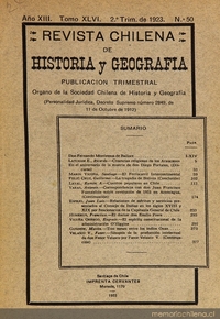 Revista chilena de historia y geografía: año XIII, tomo XLVI, n° 50, 1923