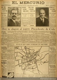Portada El Mercurio, 1938.