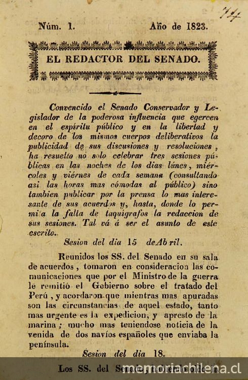 El redactor del Senado: n° 1-4, 11 de junio a 22 de julio de 1823