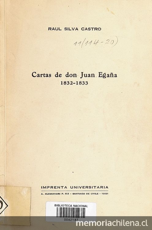 Cartas de don Juan Egaña 1832-1833