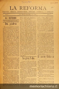 La Reforma: año 1-4, n° 1-158, 8 de septiembre de 1901 a 25 de diciembre de 1904