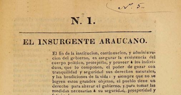 El Insurgente araucano: n° 1-8, 10 de febrero a 4 de mayo de 1827