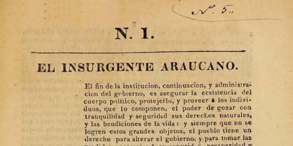 El Insurgente araucano: n° 1-8, 10 de febrero a 4 de mayo de 1827