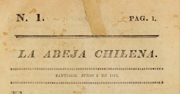 La Abeja Chilena: n° 1-8, 6 de junio a 21 de septiembre de 1825