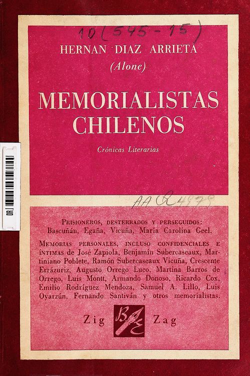 Memorialistas chilenos : crónicas literarias