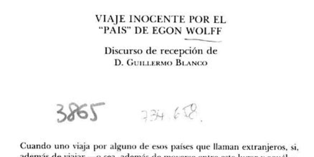 "Viaje inocente por el ""país"" de Egon Wolff"