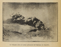 Volando sobre el cráter adventicio el Quizapu en erupción