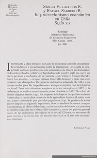 Sergio Villalobos R. y Rafael Sagredo B. "El proteccionismo económico en Chile siglo XIX"