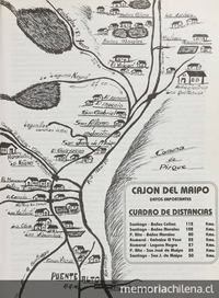 Mapa en dibujo del Cajón del Maipo, 1996