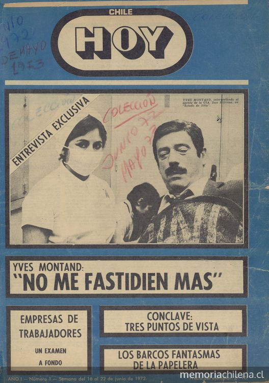 Portada Chile hoy, año 1, número 1, junio 1972