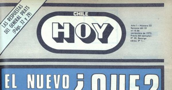  Portada Chile hoy, año 1, número 22, octubre 1972