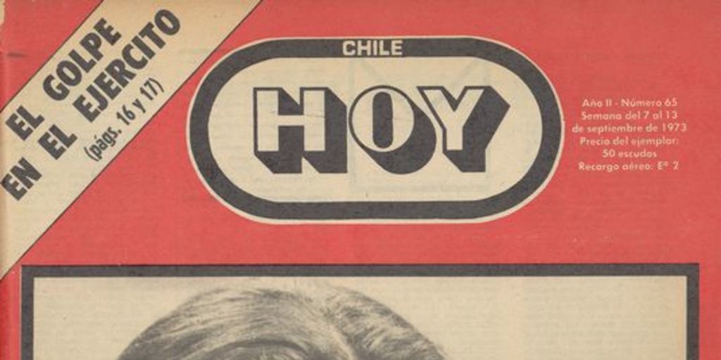 Portada Chile hoy, año 2, número 65, septiembre 1973