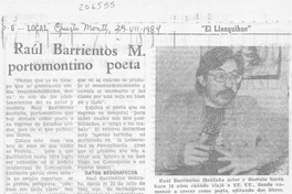 Raúl Barrientos M., portomontino poeta