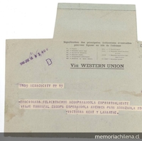[Telegrama] 1946 ene. 16, México [a] Gabriela Mistral, París [manuscrito] / Victoria Kent