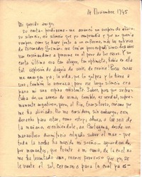 [Carta], 1945 nov. 14 [Santiago?], Chile <a> Oscar Castro  [manuscrito] Alone.