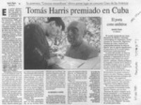 Tomás Harris premiado en Cuba  [artículo] Ignacio Iñíguez.