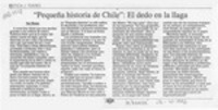 "Pequeña hisotria de Chile", el dedo en la llaga  [artículo] Hans Ehrmann.