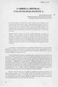 Gabriela Mistral, una ecología estética  [artículo] Fidel Sepúlveda Llanos.