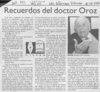 Recuerdos del doctor Oroz  [artículo] Filebo.