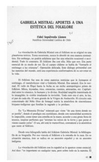 Gabriela Mistral, aportes a una estética del folklore  [artículo] Fidel Sepúlveda Llanos.