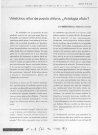 Veinticinco años de poesía chilena, antología oficial?  [artículo] Natalia García [y] Alejandro Zambra.