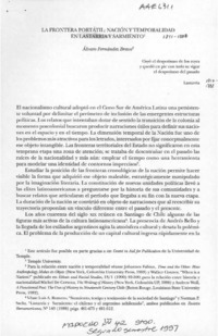 La frontera portátil, nación y temporalidad en Lastarria y Sarmiento  [artículo] Alvaro Fernández Bravo.