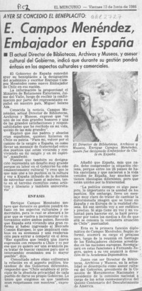 E. Campos Menéndez, Embajador en España  [artículo].