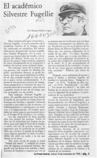 El académico Silvestre Fugellie  [artículo] Marino Muñoz Lagos.