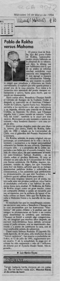 Pablo de Rokha versus Mahoma  [artículo] Luis Merino Reyes.