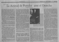 La actitud de Portales ante el Derecho  [artículo] Gonzalo Vial Correa.