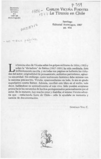 Carlos Vicuña Fuentes, "La tiranía en Chile"