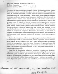 Nicanor Parra, biografía emotiva  [artículo] Antonio Campaña.
