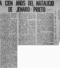 A cien años del natalicio de Jenaro Prieto  [artículo] José Vargas Badilla.