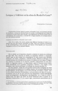 Lengua y folklore en la obra de Rodolfo Lenz  [artículo] Constantino Contreras.