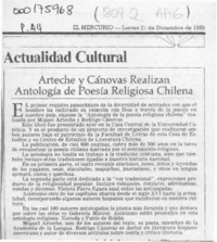 Arteche y Cánovas realizan antología de poesía religiosa chilena