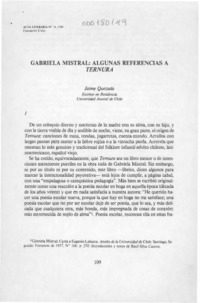 Gabriela Mistral, algunas referencias a Ternura  [artículo] Jaime Quezada.
