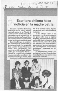 Escritora chilena hace noticia en la madre patria  [artículo].